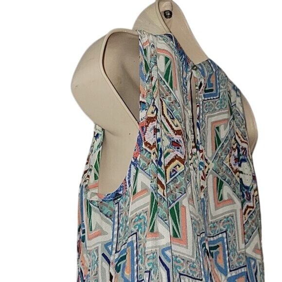 ALBERTO MAKALI Sleeveless Boho Print Mini Dress With Drawstring Waist - Picture 6 of 9